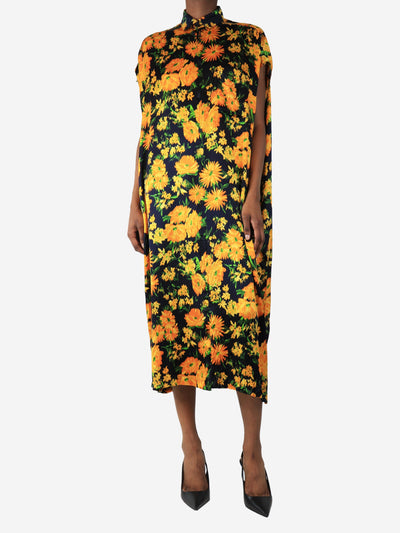 Dark blue silk sunflower shirt dress - size UK 6 Dresses Balenciaga 