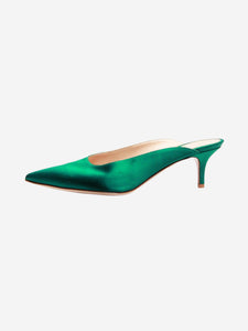 Gianvito Rossi Green satin pointed-toe mules - size EU 38.5