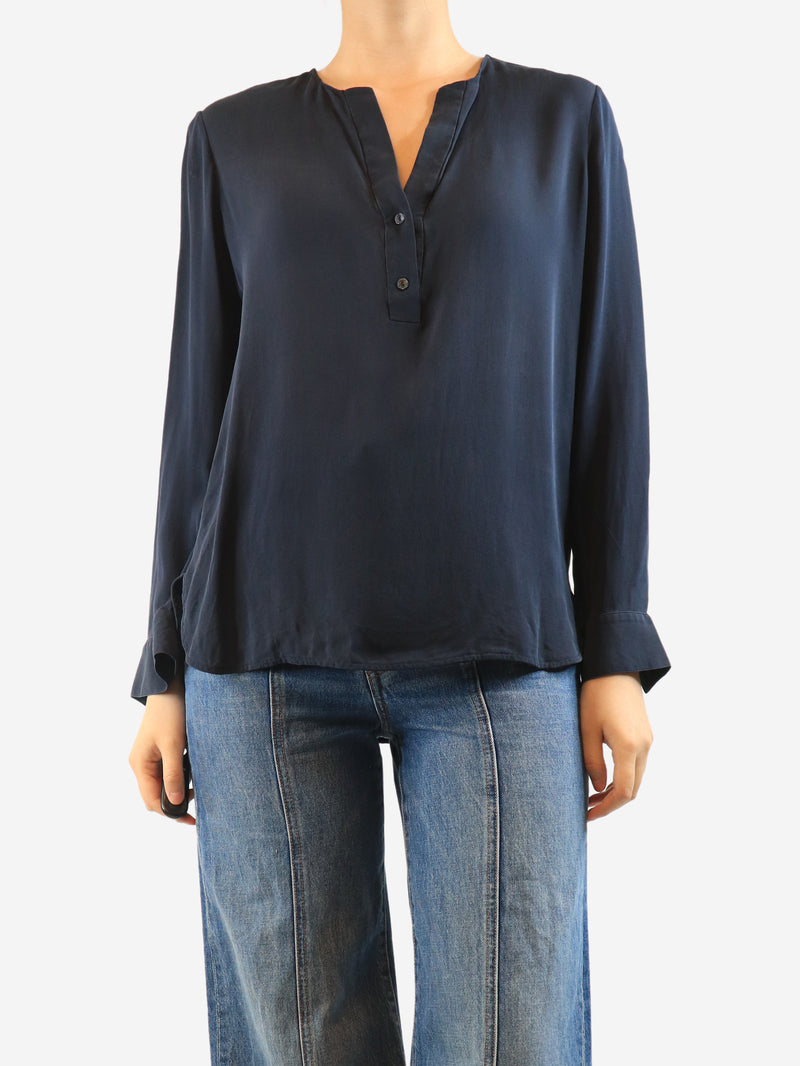 Navy silk blouse - size M