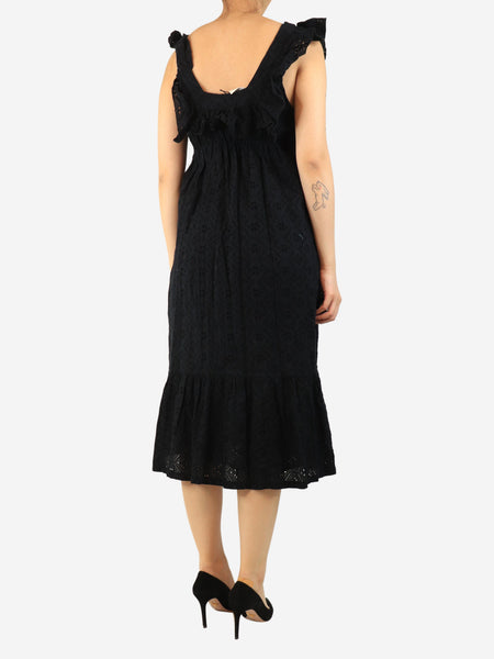 Black broderie midi dress - size M alternate image