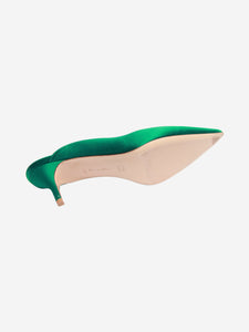 Gianvito Rossi Green satin pointed-toe mules - size EU 38.5