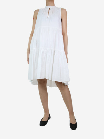 White sleeveless embroidered dot dress - size UK 10 Dresses ME+EM 