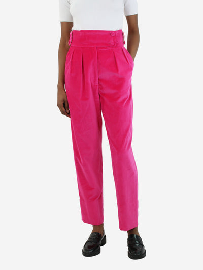 Hot pink velvet pleated trousers - size UK 8 Trousers Anna Mason 