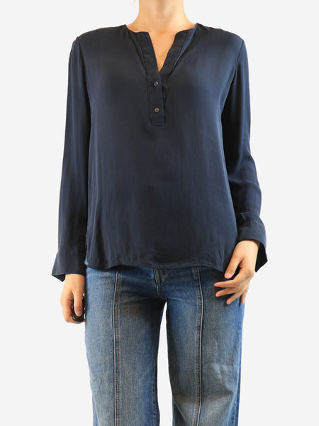 Navy silk blouse - size M product image