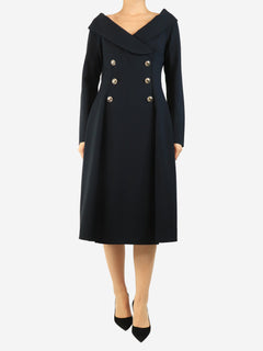 Navy off-shoulder button-front midi dress - size L Dresses Dorothee Schumacher 