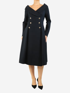 Navy off-shoulder button-front midi dress - size L Dresses Dorothee Schumacher 