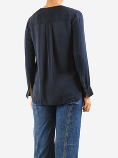 Navy silk blouse - size M