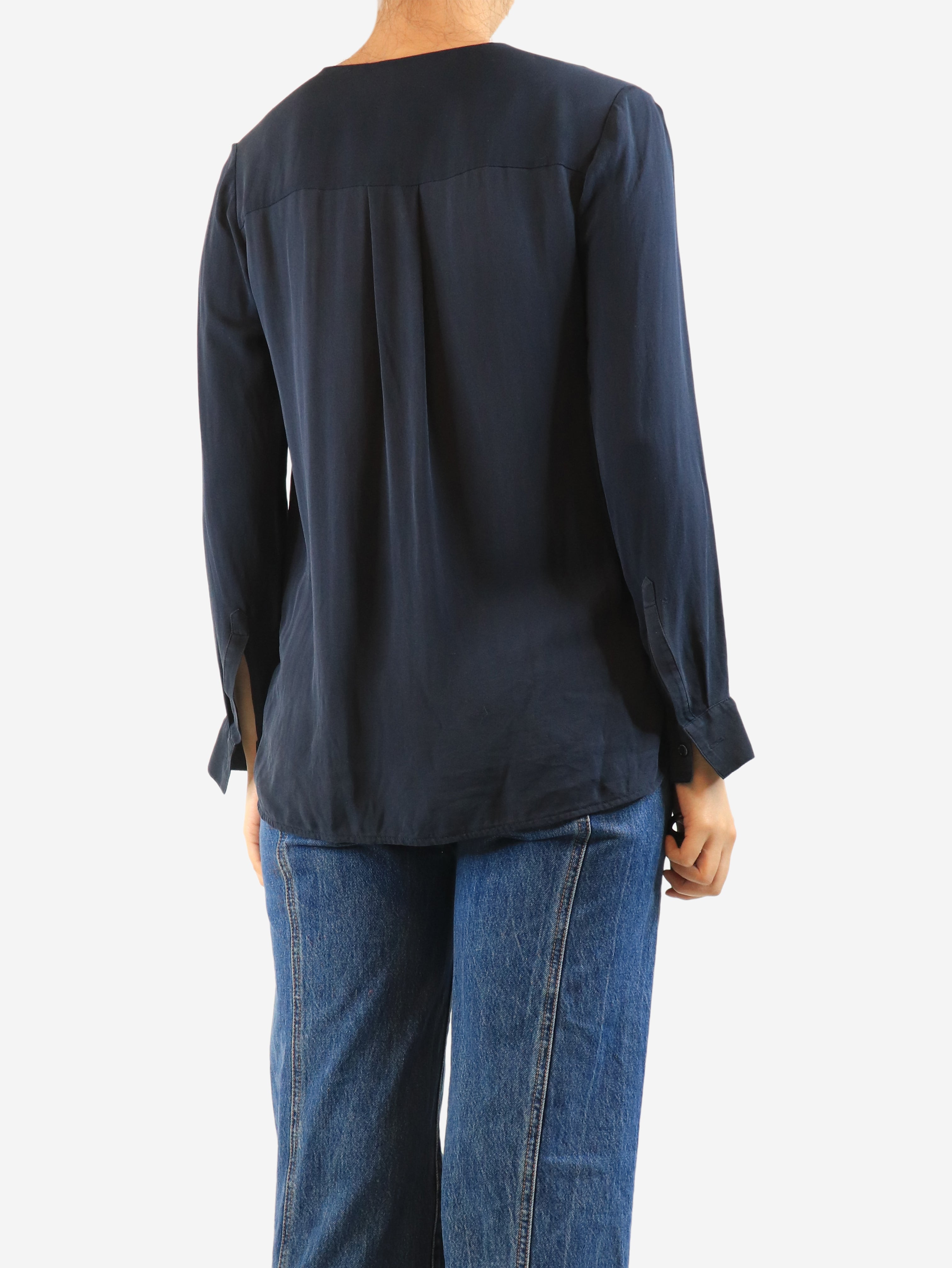 Navy silk blouse - size M