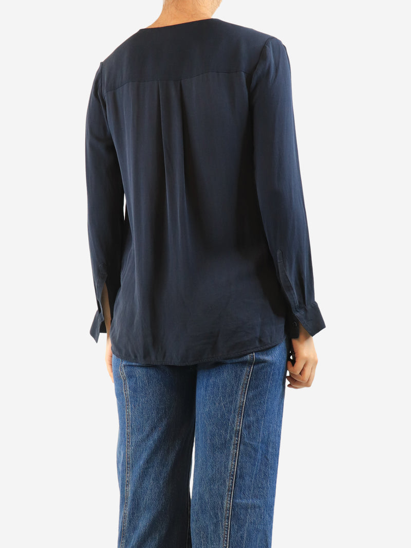 Navy silk blouse - size M