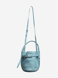 Celine Blue buckled bucket top handle bag - size