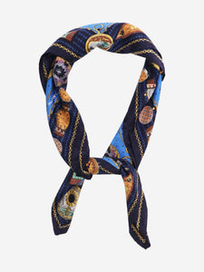 Cartier Blue must de Cartier silk scarf