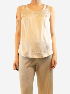 Neutral satin round neck tank top - size M