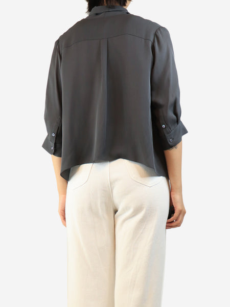 Grey silk neck-tie blouse - size M alternate image
