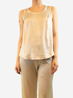 Neutral satin round neck tank top - size M