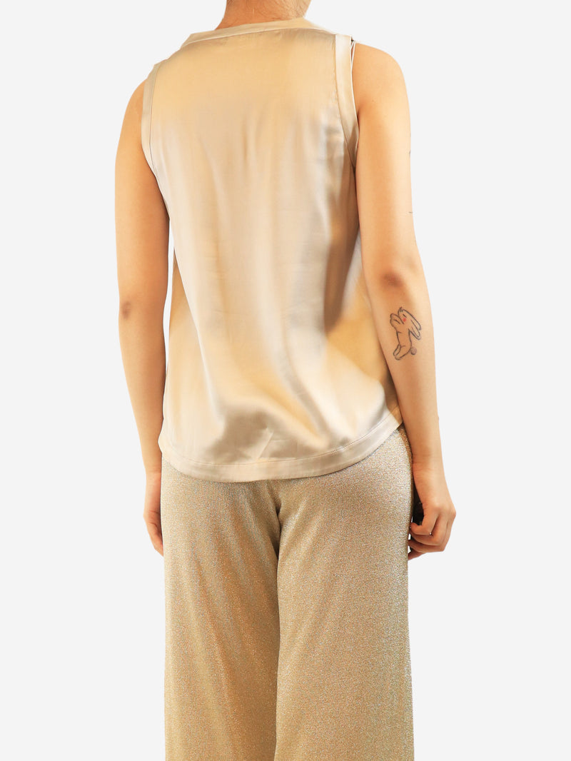 Neutral satin round neck tank top - size M