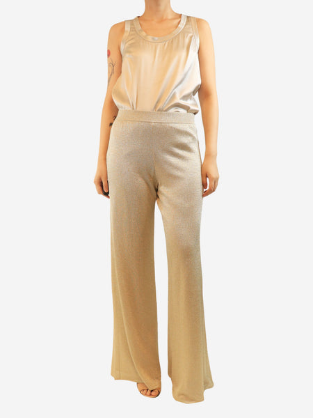Gold lurex trousers - size UK 12 alternate image