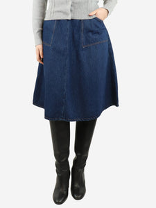 Giuliva Heritage Blue denim midi pocket skirt - size UK 10