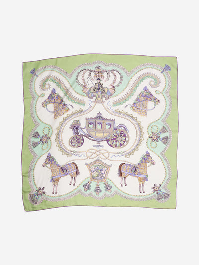 Green silk horse and carriage scarf Scarves Hermes 