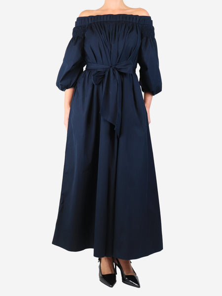 Navy cotton midi dress - size UK 10 product image