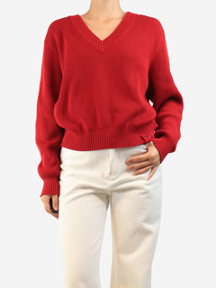 Red chunky ribbed jumper - size M Knitwear Victoria Beckham 