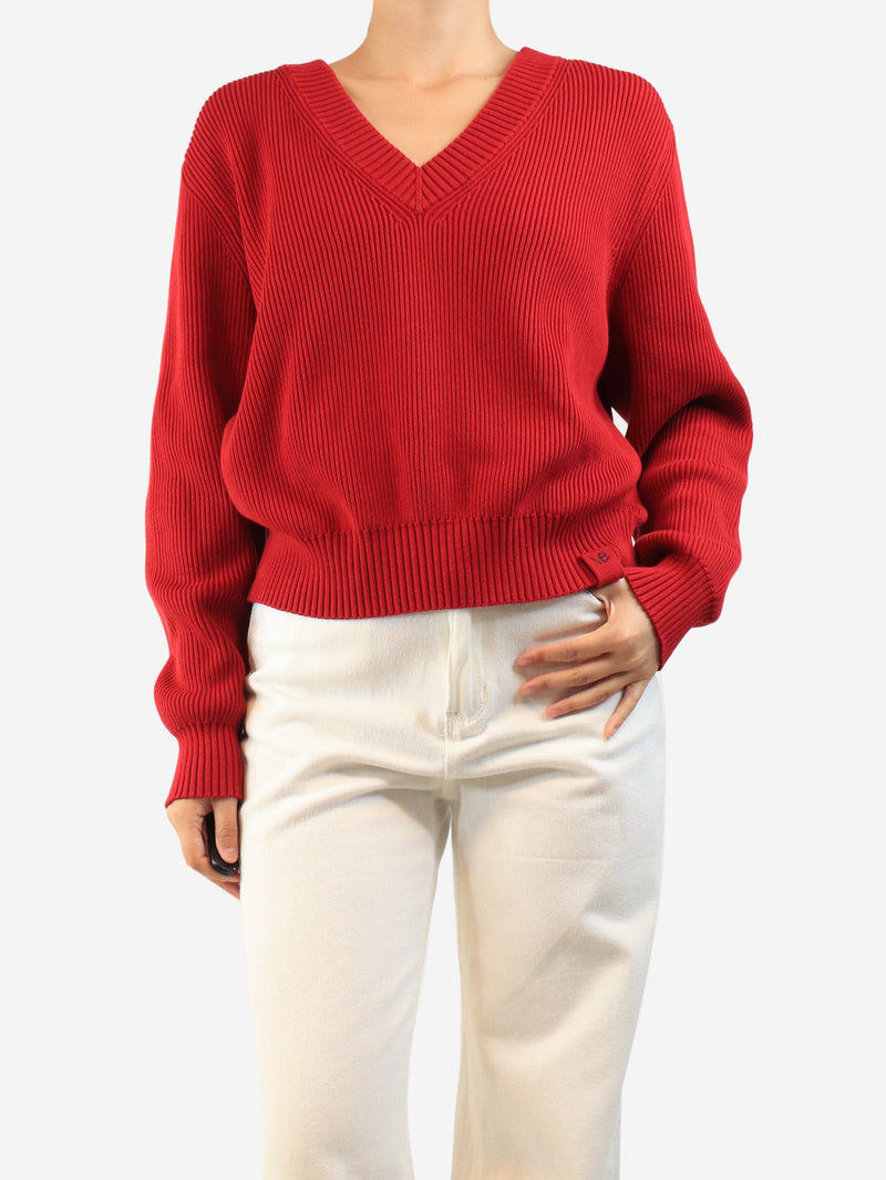Red chunky ribbed jumper - size M Knitwear Victoria Beckham 