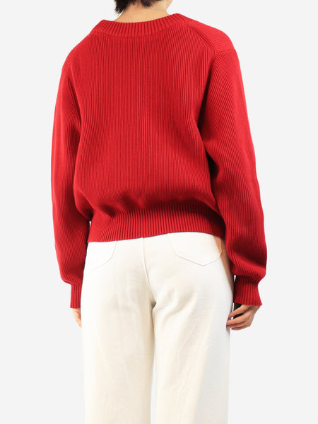 Red chunky ribbed jumper - size M alternate image