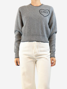 Grey ribbed heart jumper - size S Knitwear Chloe 
