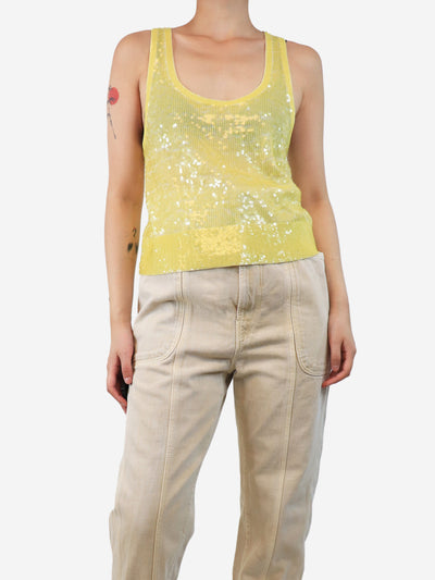 Yellow sequin tank top - size UK 10 Tops Celine 