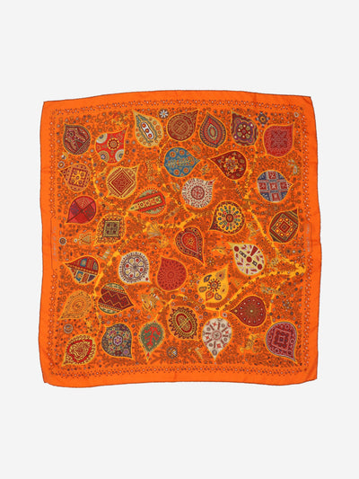 Orange l'abre de vie silk square scarf Scarves Hermes 