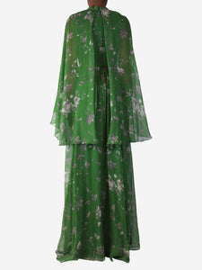 Erdem Green Floral-print high-neck maxi dress - size UK 6