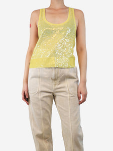 Celine Yellow sequin tank top - size UK 10