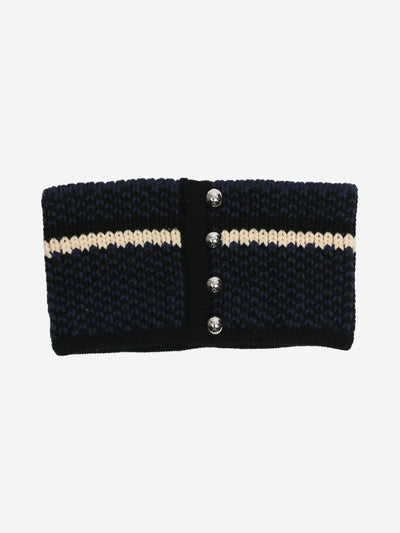 Navy button-detail knitted snood Hats, Scarves and Gloves Bouchra Jarrar 