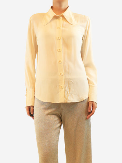 Butter yellow silk shirt - size UK 12