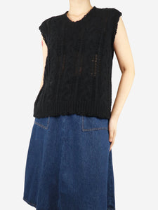 Christian Dior Black cable loose-knit jumper vest - size UK 8