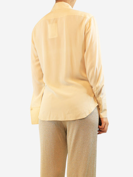 Butter yellow silk shirt - size UK 12 alternate image