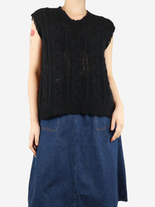 Christian Dior Black cable loose-knit jumper vest - size UK 8