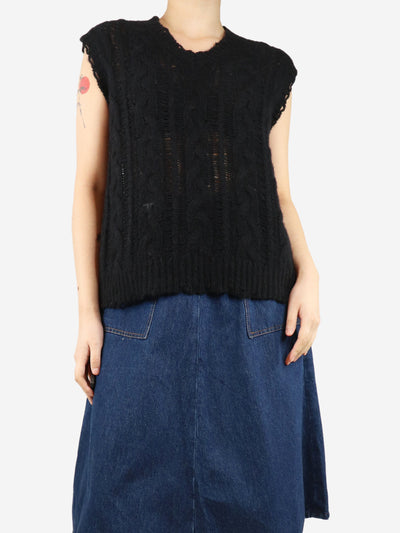 Black cable loose-knit jumper vest - size UK 8 Knitwear Christian Dior 