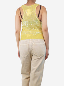 Celine Yellow sequin tank top - size UK 10