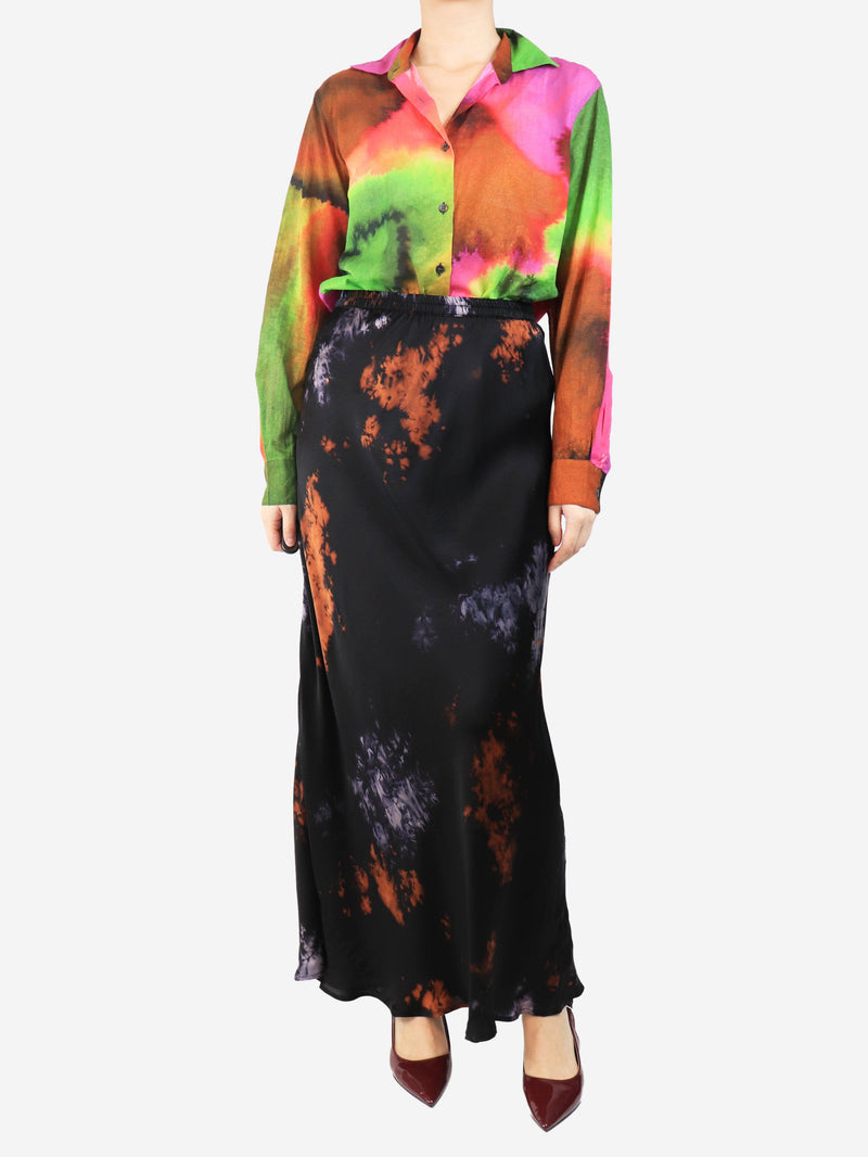 Black Ducifer abstract maxi skirt - size UK 8 Skirts Mes Demoiselles 