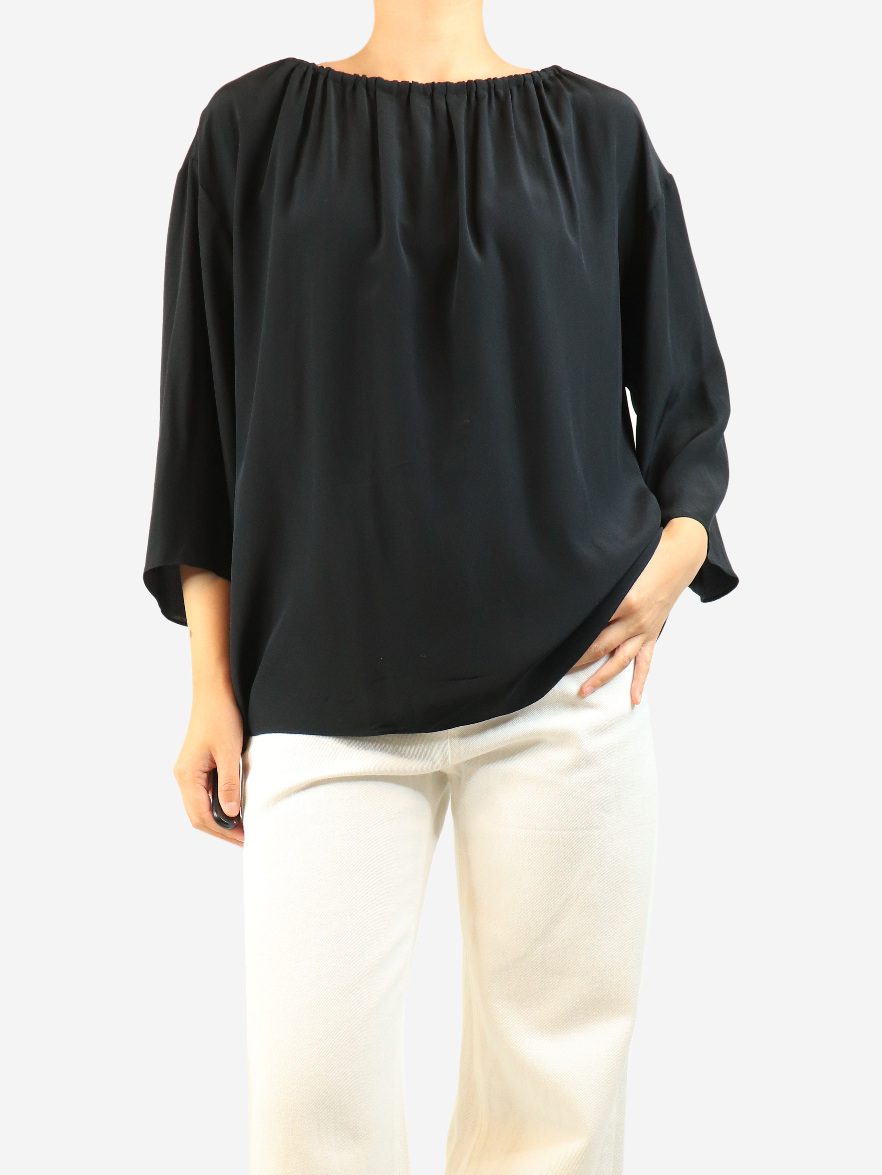 Black silk blouse - size M