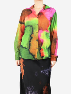 Multi watercolour shirt - size UK 10 Tops Dries Van Noten 