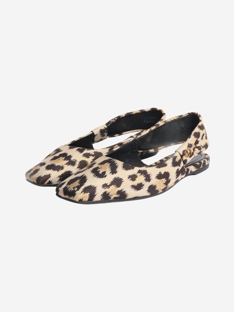 Brown leopard print slingback flats - size EU 38 (UK 5) Flat Shoes Dior 