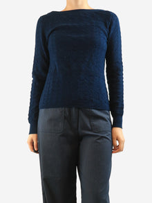 Navy cotton button-back top - size UK 8 Tops Chanel 