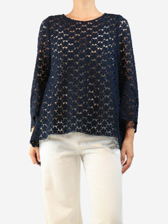 Navy floral lace top - size UK 12