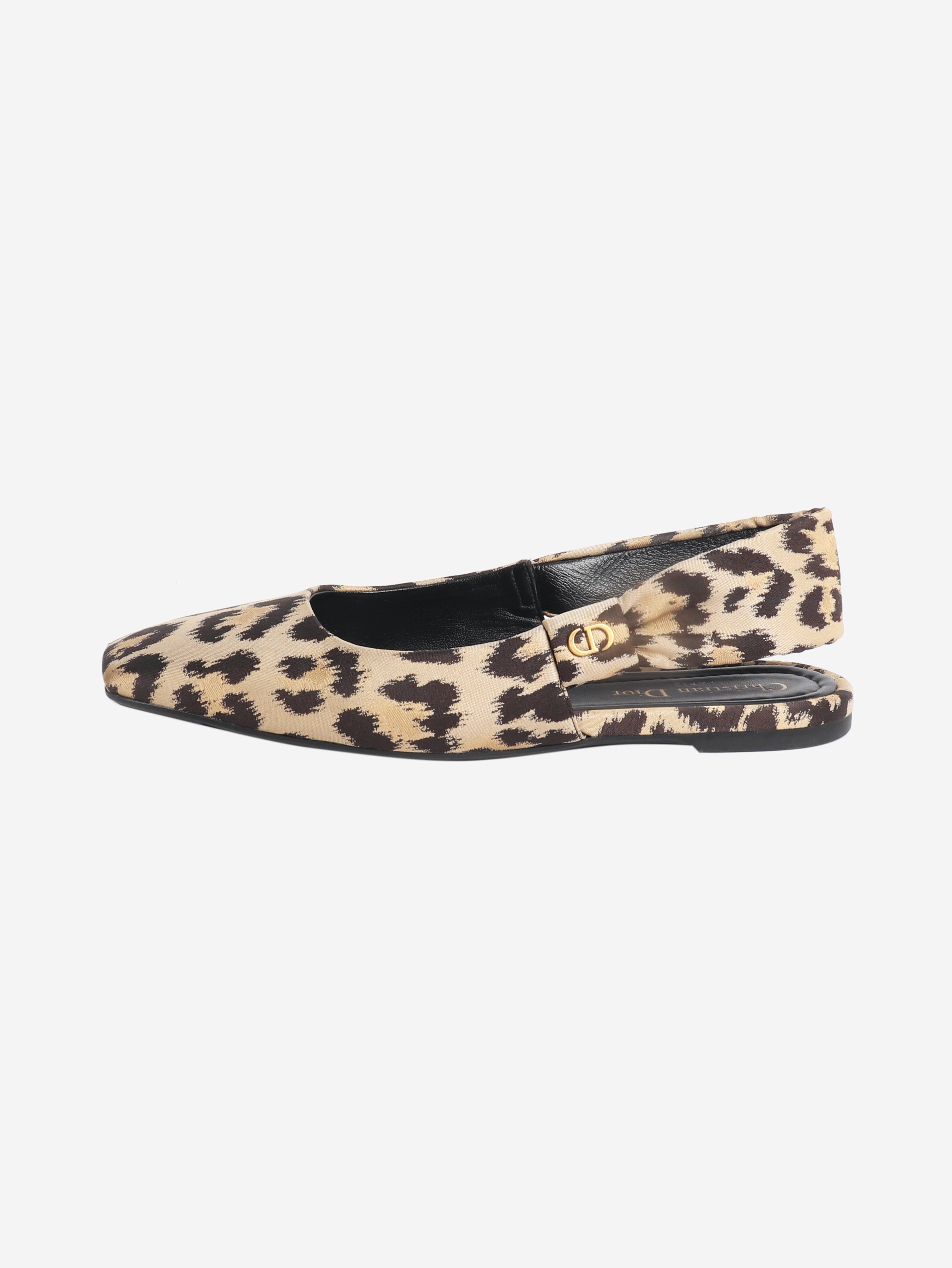 Brown leopard print slingback flats - size EU 38 (UK 5) Flat Shoes Dior 
