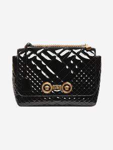 Versace Black patent quilted shoulder bag