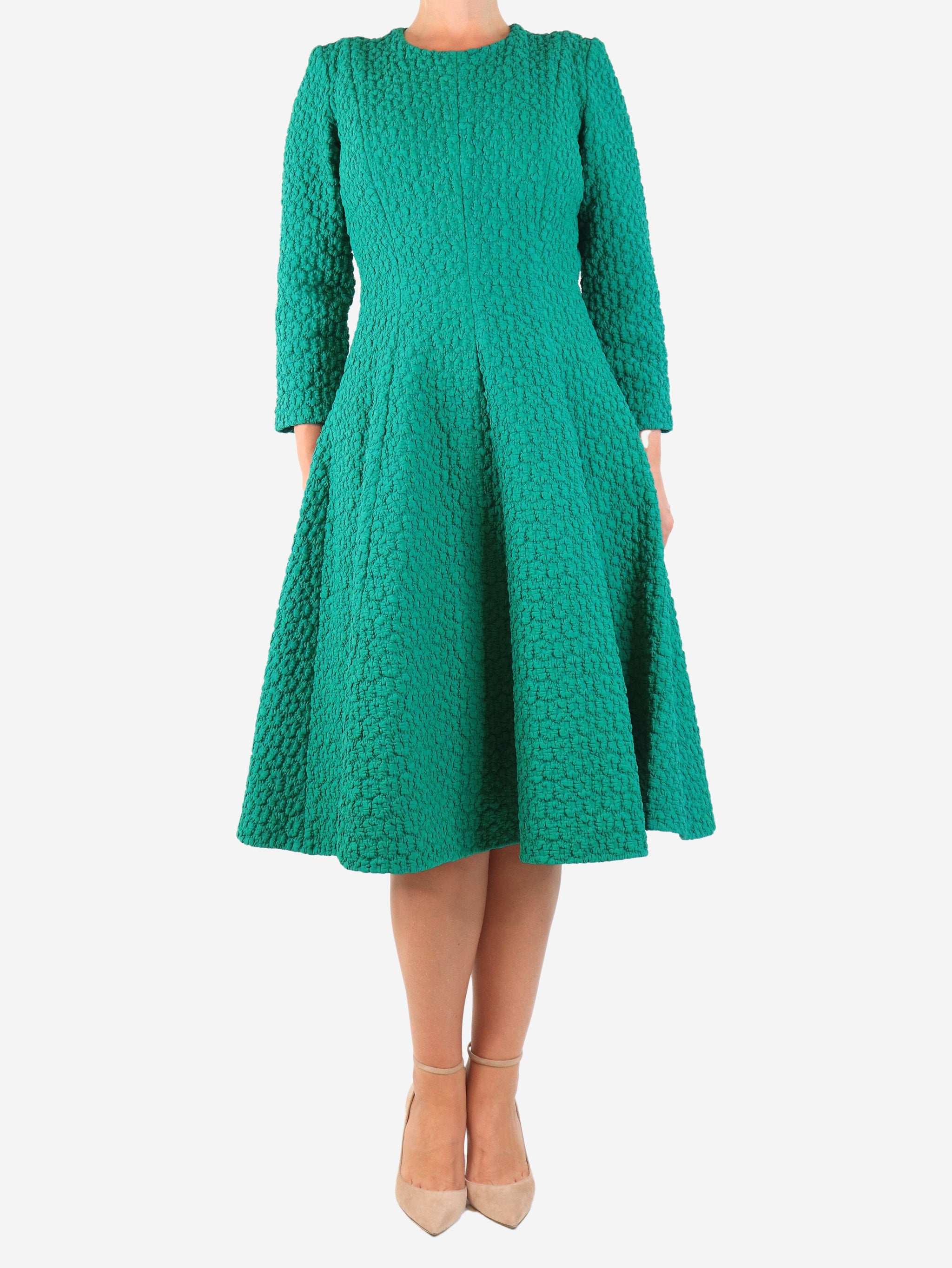 Suzannah London pre-owned emerald Cannes midi dress - size UK 12 | Sign of the Times Suzannah London pre-owned emerald Cannes midi dress - size UK 12 | Sign of the Times