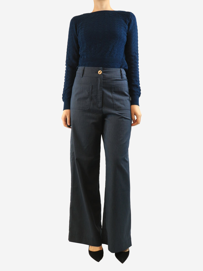 Blue pinstripe trousers - size UK 12 Trousers Sessun 