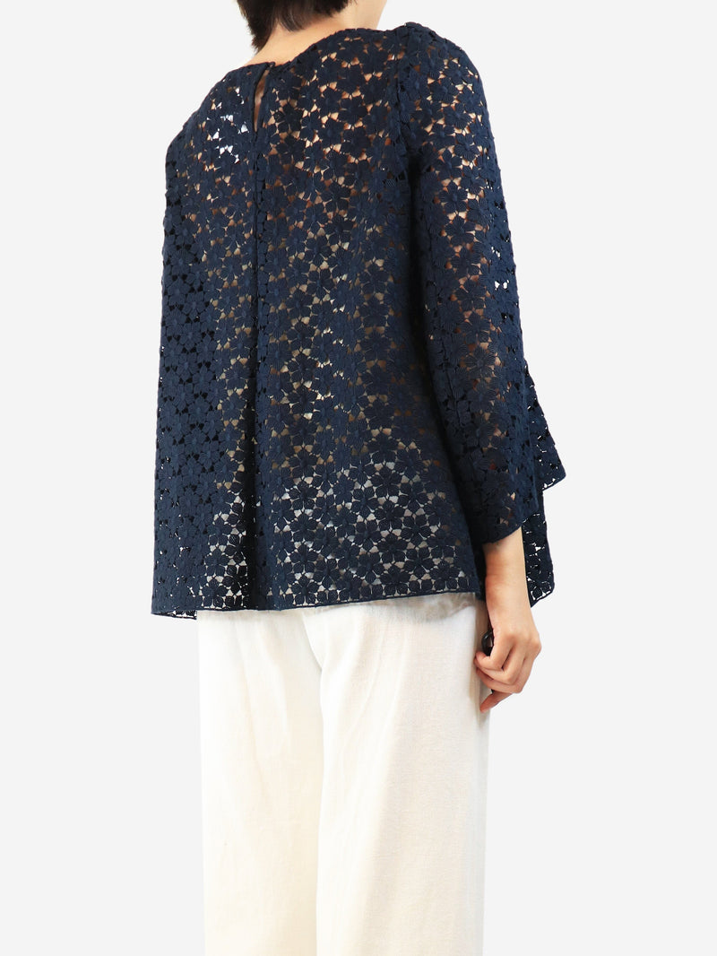 Navy floral lace top - size UK 12