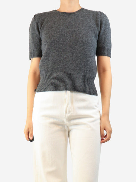 Charcoal grey gathered short sleeve sweater - size M product image